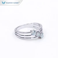 

tianyu gems jewelry wholesale 925 silver white gold plated three moissanite stone engagement ring