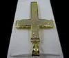 MENS WOMENS 14K YELLOW GOLD G/P CZ CROSS CHARM PENDANT CHAIN WITH MICRO PAVE SETTING