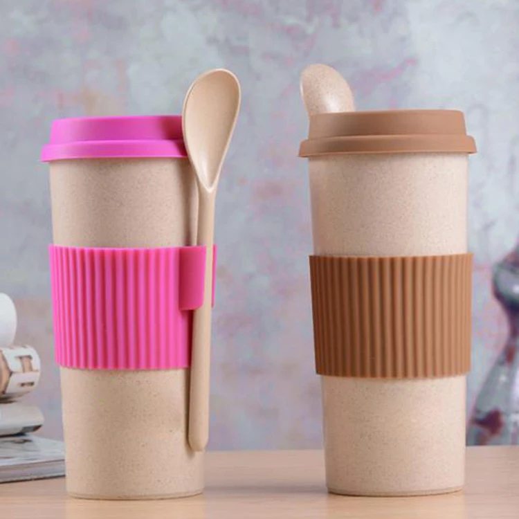 Wheat Fiber Cup With Cover Spoon