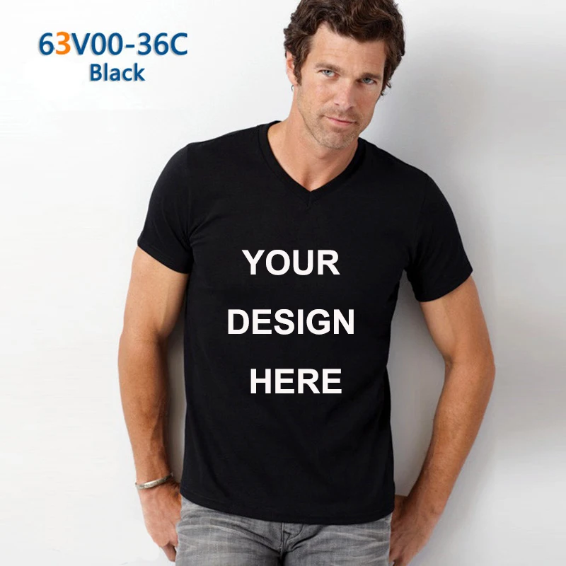 

Air express free shipping 63V00 100% American cotton custom v neck t shirts men