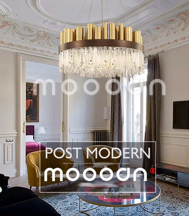 Modern Gold Brass color Luxury Big Round K9 Crystals Chandelier lighting