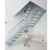 Newly double stringer stairs with glass steps