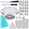 Cake Decorating Supplies with Aluminium Alloy Revolving Cake Turntable 24 Cake Decorating Tips 2 Icing Spatula/Icing Comb