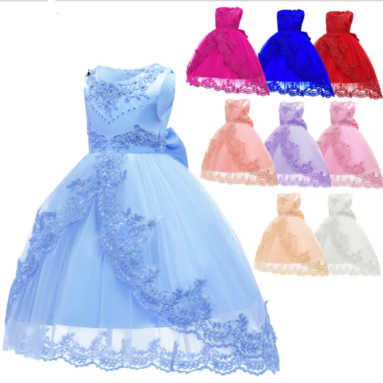 

2019 Kids Tutu Birthday Princess Party Dress for Girls Infant Lace Children Bridesmaid Elegant Dress for Girl, As the picture show