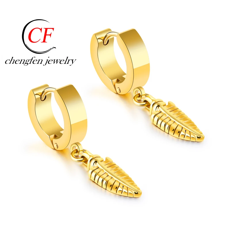 

Chengfen Factory Stainless Steel Turkey Latest Fancy Design Leaf Shaped Gold Earring, Gold,rose gold, steel