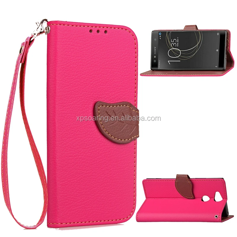 

Wallet PU leather case for Sony Xperia XA2 Ultra Leaf design, Black/brown/red/hot pink/green