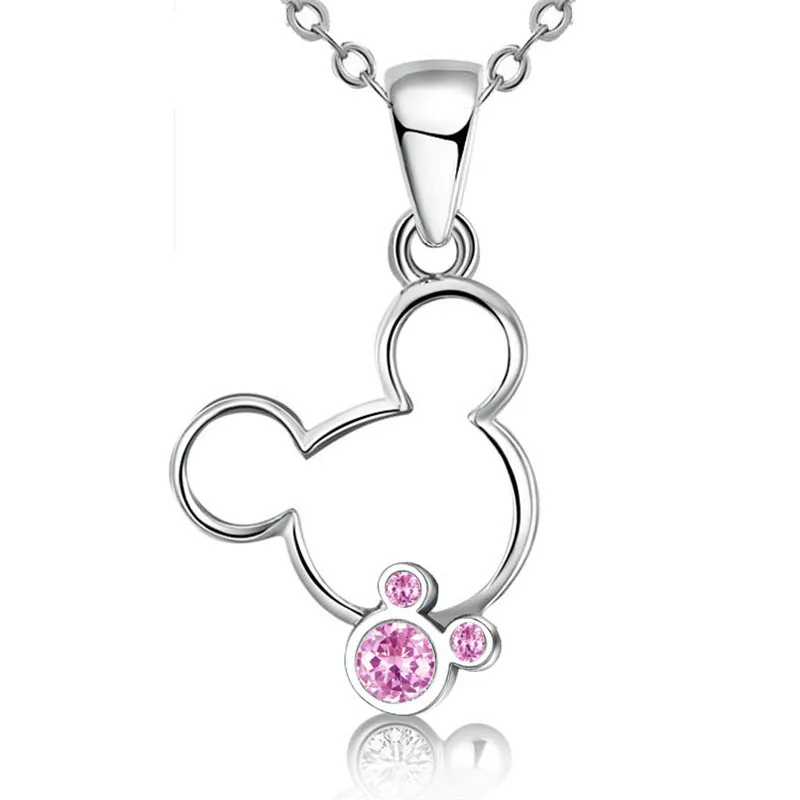 

Mickey necklace women girls fashion jewelry christmas gift Austrian CZ crystal cute pendant necklaces ther's Day Gift