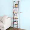 Modern Movable Living room 4 Tier Wooden storage Ladder Bookcase shelf rack furniture