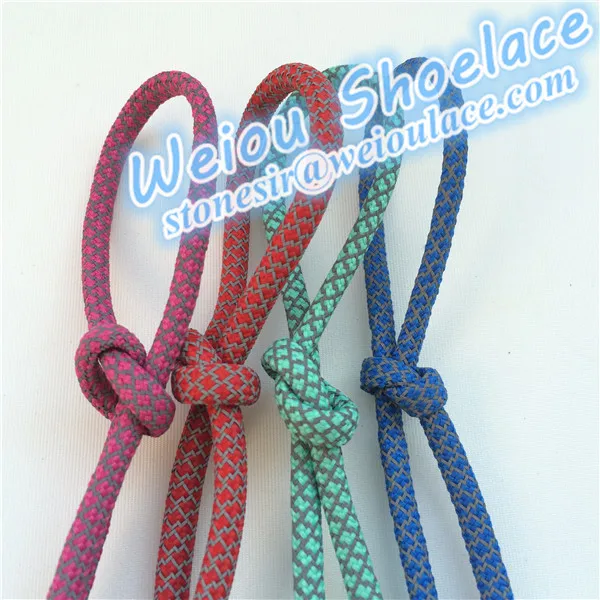 

Wallace 3M reflective rope laces round shoelaces for sneakers braided shoelace bracelet, Customized pantone color+grey 3m