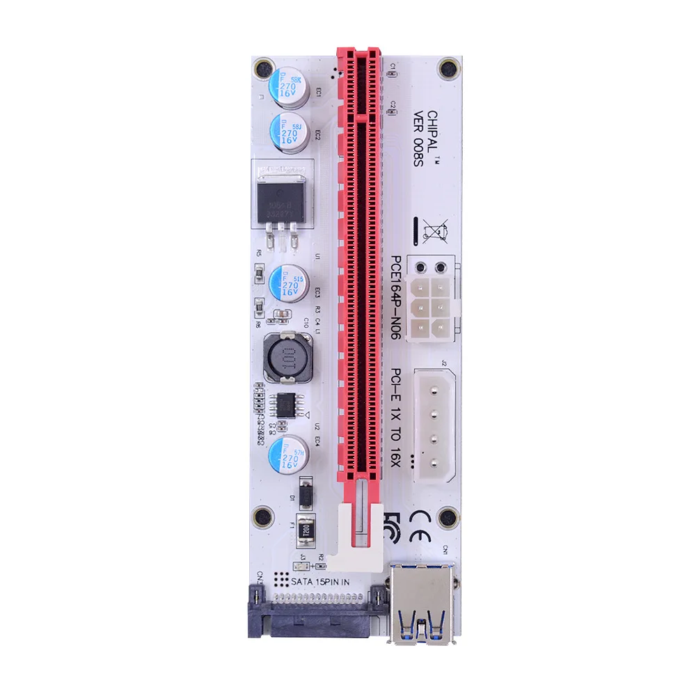 

008s PCIE Riser 3 in 1 PCI-E Riser Card 1X to 16X to USB 3.0 Risers ver008 Adapter