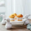 Pary decoration lovely rabbits shape ceramic birthday dessert muffin serving cake plate