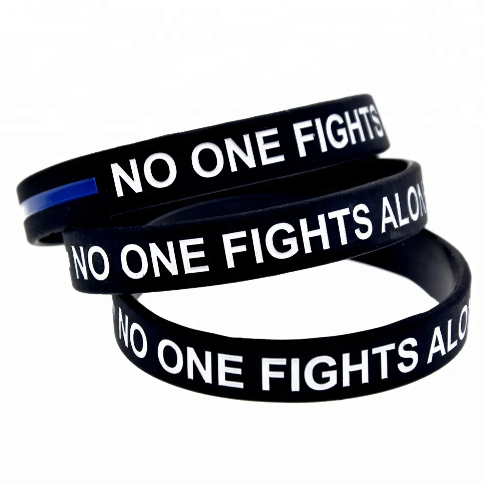 

Hot Sell 1PC No One Fights Alone Silicone Wristband for Cancer, Black