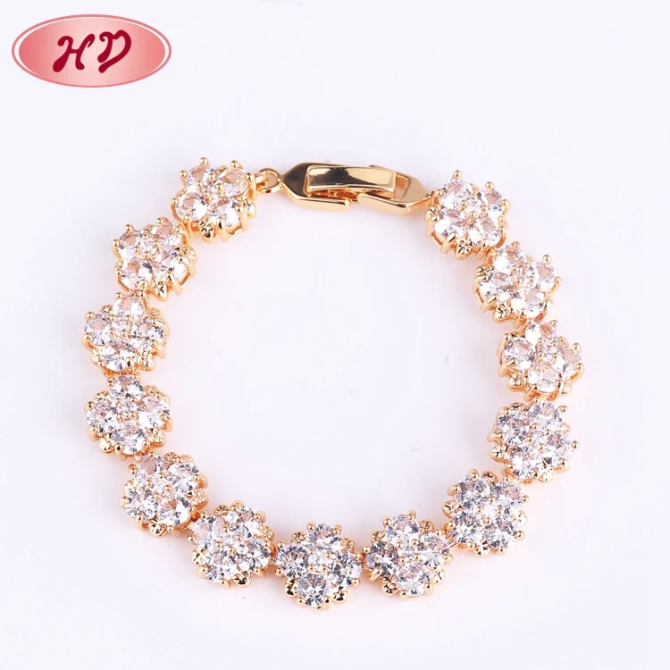 

Customizable Fancy Flower Jewelry Chain Zircon Bracelet For Girls