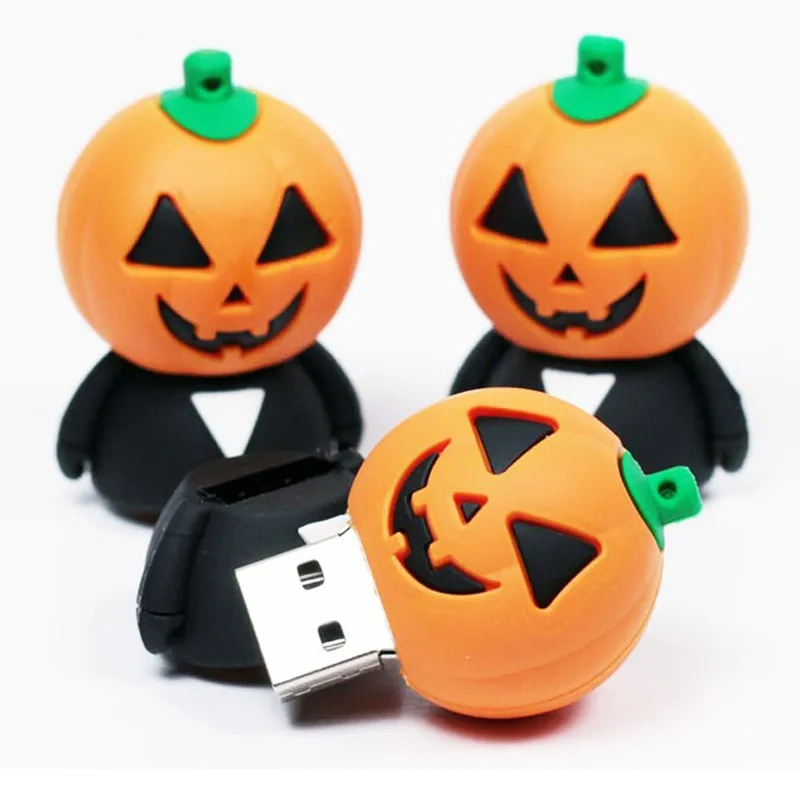 

New Products Halloween Gifts USB Stick Pumpkin Shape Custom PVC USB Flash Drive, Red, silver, transparent, white, yellow