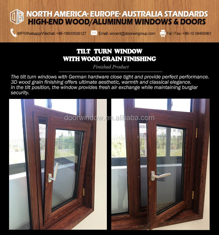 NAMI/AAMA/WDMA Certified European Tilt Turn Thermal Break Aluminum casement 28 aluminium window with wood grain finishing