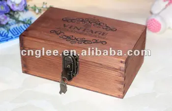 small wooden lock box