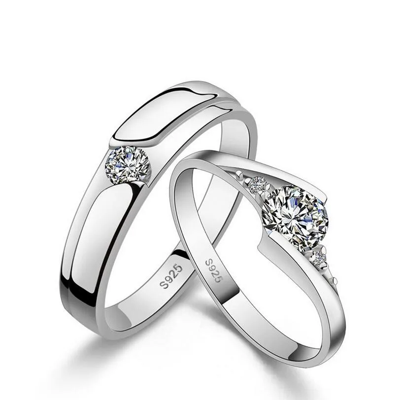 

Fine jewelry 100% 925 Sterling Silver set crystal lovers ring Free shipping