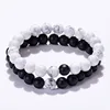 new arrivals 2019 Yoga Accessories 8mm grinding stone white pine stone couple bracelet natural stone beads hand string wholesale