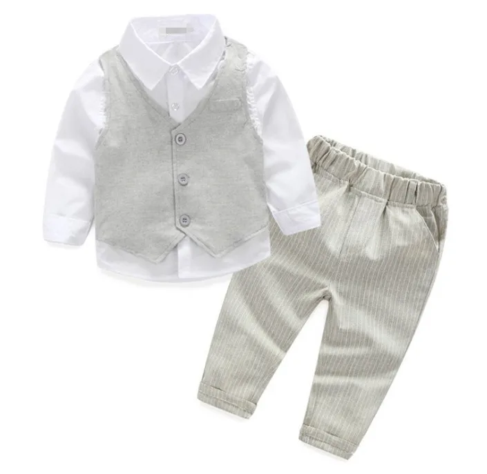 

children vest boys three piece suit set, Grey/khaki