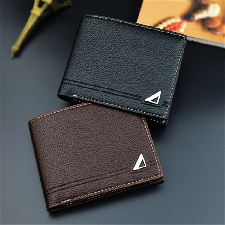 

Factory Wholesale New Leather Men's Wallet Short Casual Young Man Wallet, Black, brown