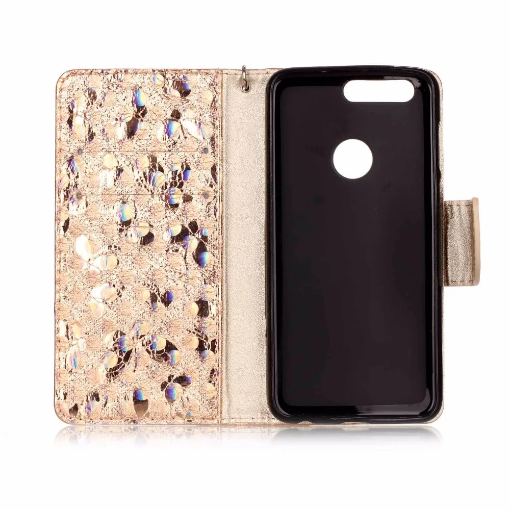 Book Wallet Stand colorful butterfly case for HUAWEI honour 8 leather flip phone case for HUAWEI honour 8