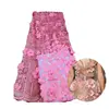 F004-0020 net lace handmade flowers french 3d ribbon embroidery net fabric for wedding dress