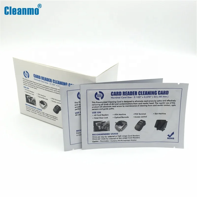CR80 alcohol IPA cleaning card for Bank ATM machine,card reader,smart printer