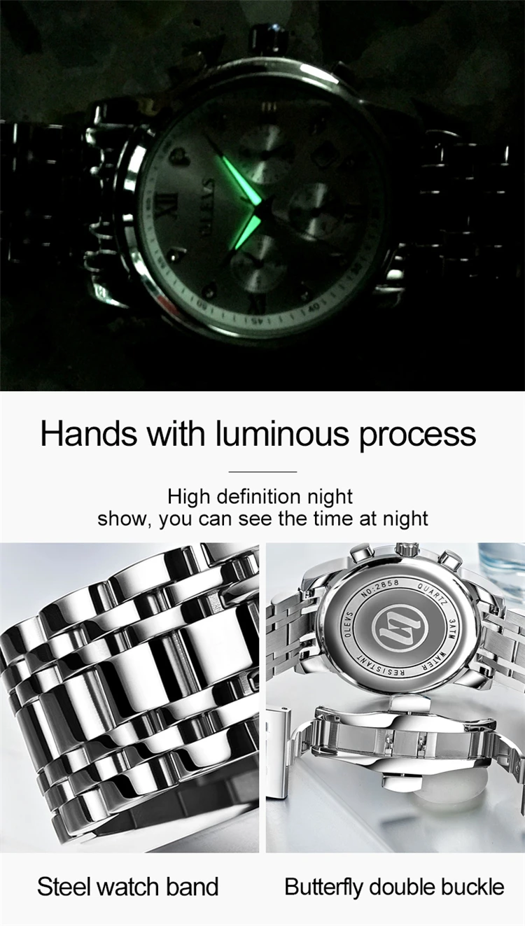 Wholesale OLEVS 2858 Wristwatch Mens Luminous Watches Luxury Brand