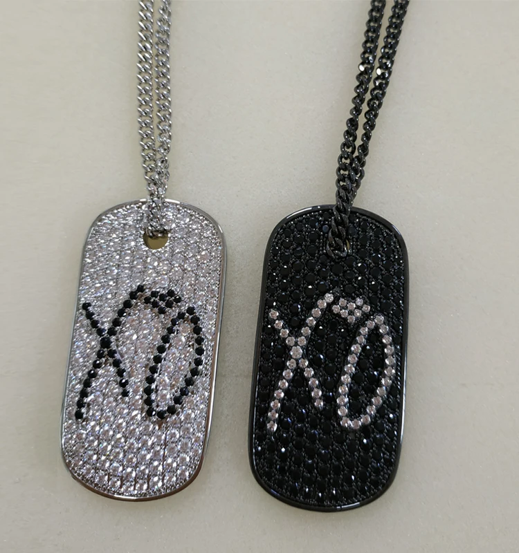 Xo Dog Tags With Cuban Chain Necklace 
