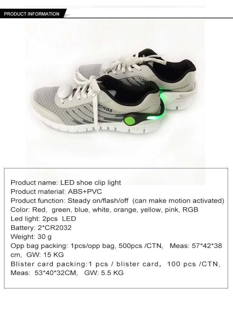 Night Safety Outdoor Sport Led Shoe Clip Light For Running Cycling 2023