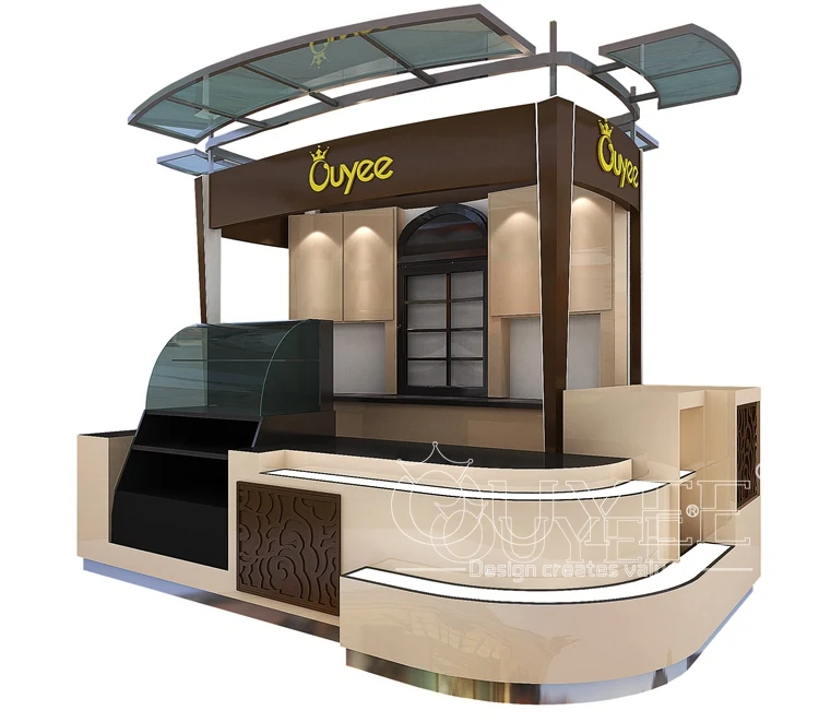 Modern Coffee Mall Kiosk With Booth High Quality Wooden Shopping Mall Food Kiosk Custom Bar