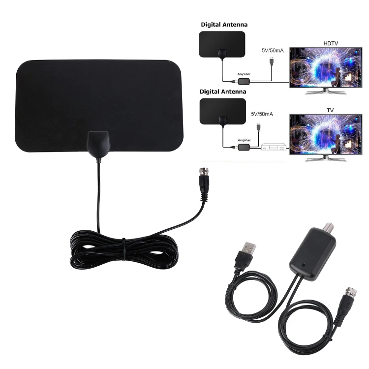 High Quality DVB-T Long Range Flat HDTV Amplified Mini Digital Antena Satellite Antena TV