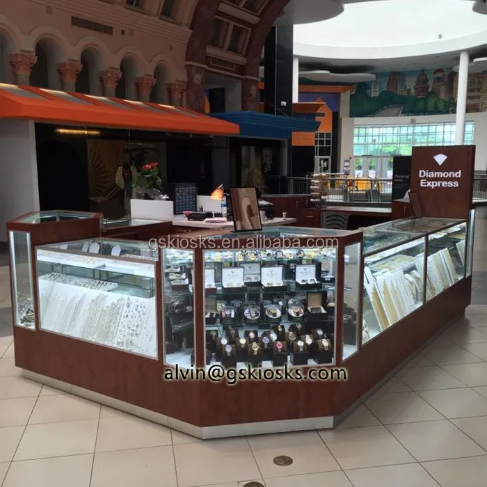 Customized Gold Jewelry Display Store Kiosks For Silver Jewelry Kiosk