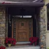 Custom front Single iron wooden Doors with sidelite Entry Wrought Iron Wood Door with 2 side light