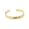 Wholesale 304 metal stainless steel c bangles custom letter logo 6mm cuff bracelet