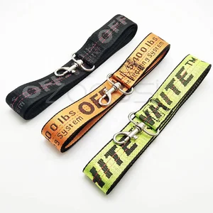 Image of Fashion Off-white Nylon Dog Leash Custom Jacquard Woven Logo Pet Leash For Walking