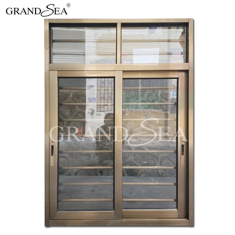 Latest Design Double Glazed Aluminum Window With Security Bar