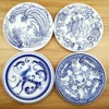 12 pieces paper trays 7 inch blue and white china paper plates in stock