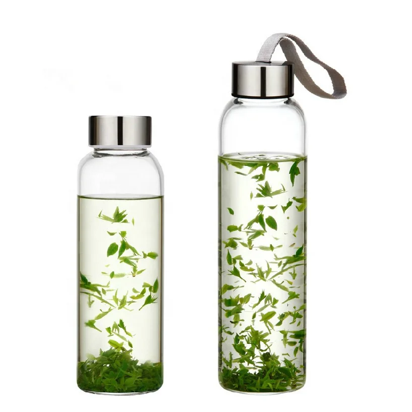 

Unbreakable borosilicate glass sport water bottle with cloth sleeve