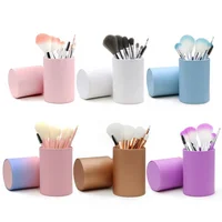 

8 Pcs High Quality Travel Cosmetic Brush Kits Your Own Brand Pink Synthetic Hair Eye Makeup Brushes with Bag Holder