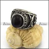 Vintage Silver Engraved United States Letters Black Onyx Cabochon Stone Ring with Crossed Guns Pattern