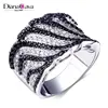 Super Deal Micro Setting Cubic Zirconia Black White Punk Contrast CZ Wedding Ring