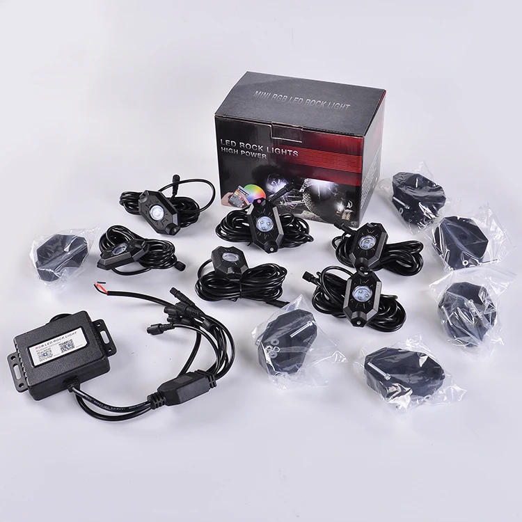 Manufacturer sell price RGB Interior LED Lights Color Changeable Under body Car rock light 4/6/8/12 Pods Kit By Bluetooth