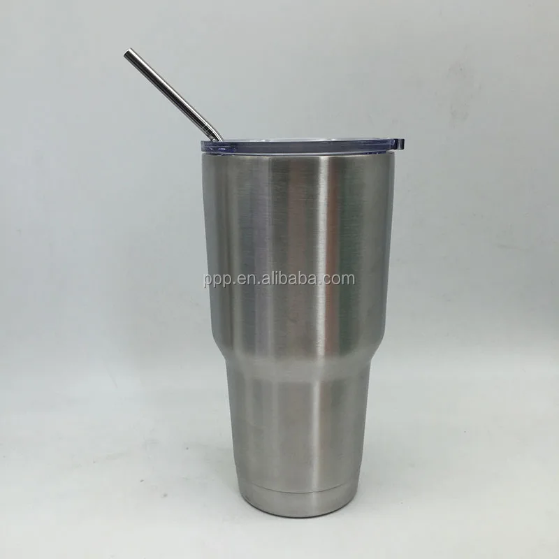 Stainless Steel Insulated Tumbler with Straight and Curved Straw
