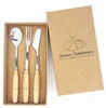 home used stainless steel butter knife,small spoon and fork with wooden handle for hot sale