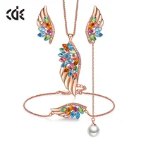 

Colorful wings necklace bracelet and earring Jewelry Set embellished with crystals from Swarovski