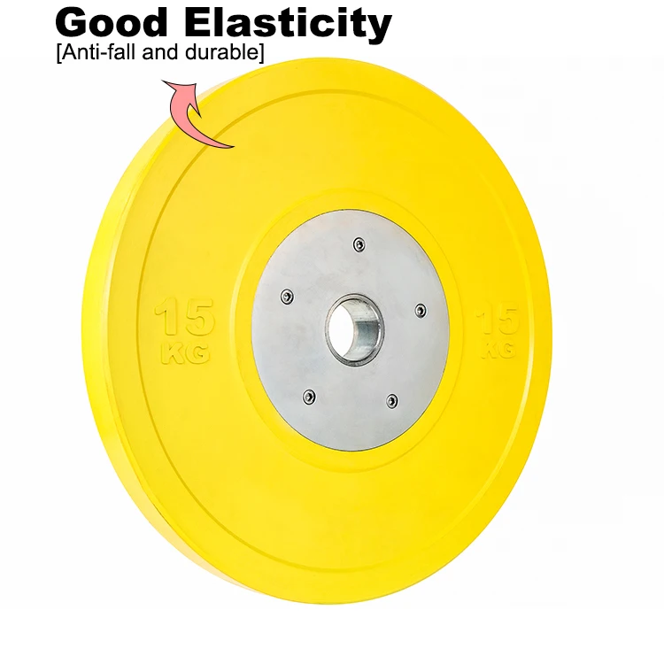 Hot selling durable rubber / PU bumper plate Elite 15kg barbell weight lifting plates