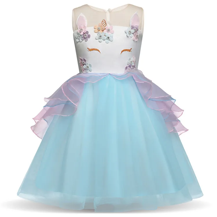 

Hot sell fancy summer princess dress girls unicorn party dresses, Photo