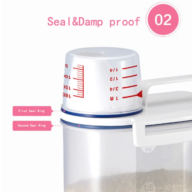 Wholesale plastic Food storage BPA FREE airtight rice container boxes bin for cereal