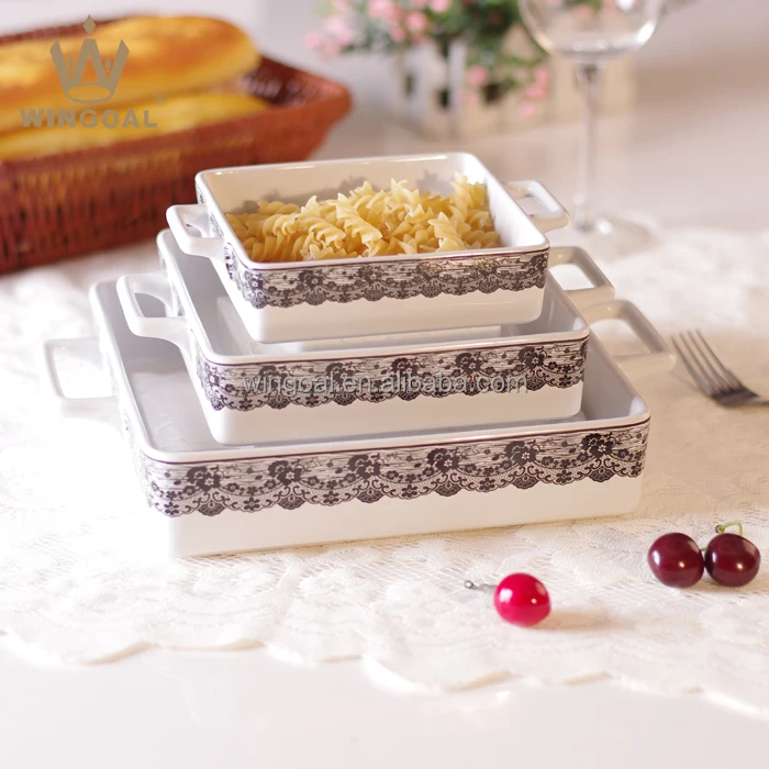 
Stoneware bakeware set oven safe baking dish with handle 